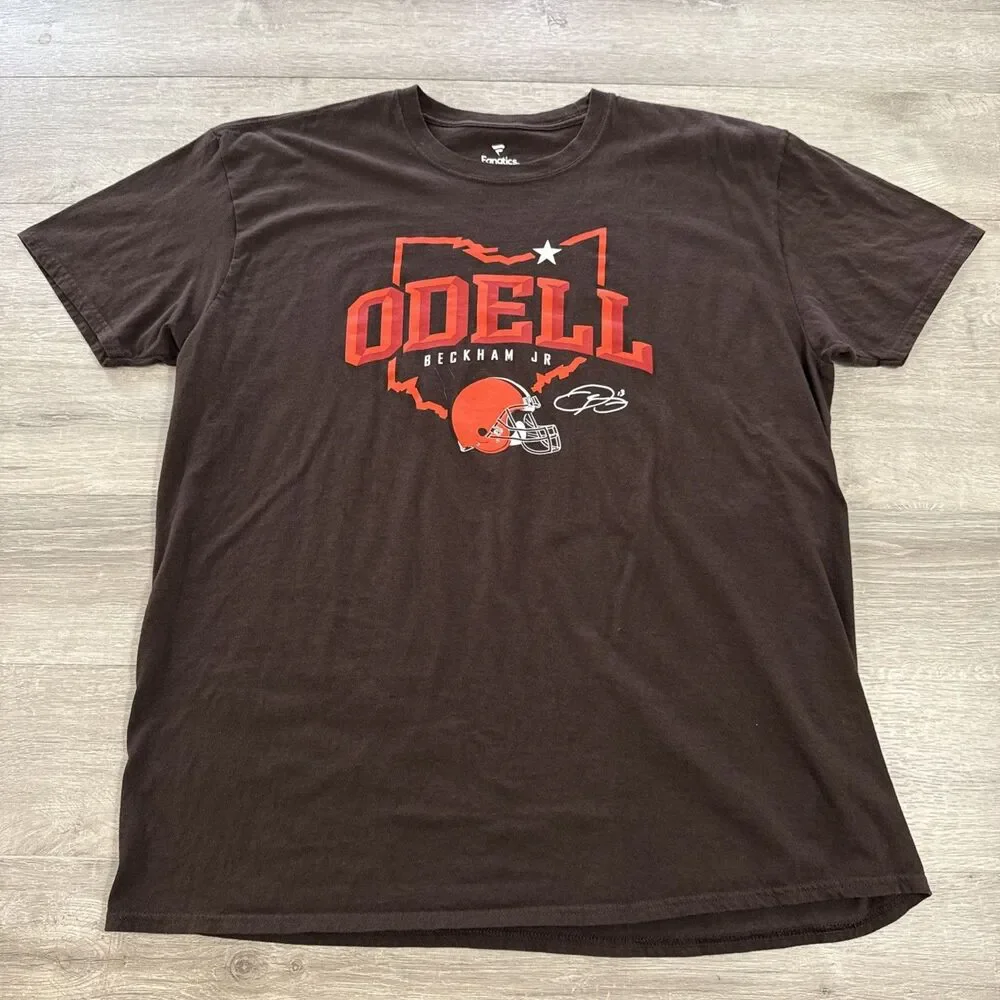 Odell Beckham Jr Shirt Cleveland Browns NFL Men's Brown Tee 2XL